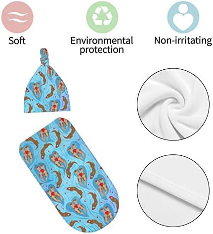MEIMLY Preemie Swaddle Blanket with Hat Set