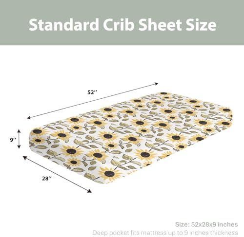 Yellow Sunflowers Watercolor Crib Sheets 52x28