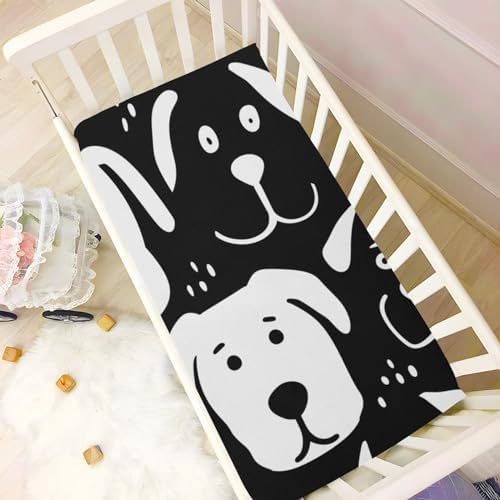 ALAZA Black White Dog Animals Crib Sheets for Girls and Boys