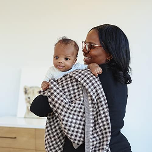 Bleu La La Plaid Baby Blanket - Mocha 100 Soft Cotton