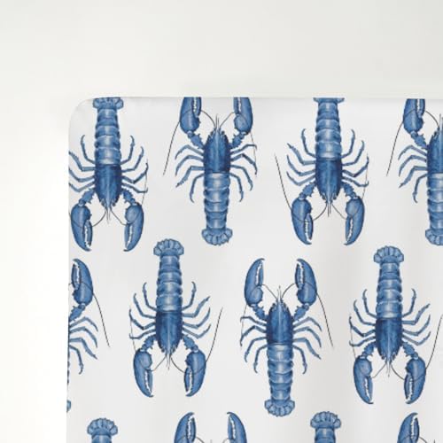 Watercolor Blue Lobster Crib Sheets 52x28 Nautical Fit