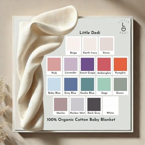 Little Dedi 100 Organic Cotton Swaddling Blanket - 30x40 Grey Blue