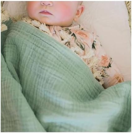 Crane Baby 6 Layer Muslin Swaddle Blanket Evergreen 30 x 40