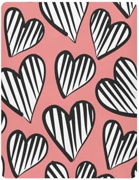 KICPOAY Heart Striped Valentine Crib Sheets for Baby