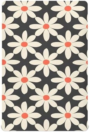 ALAZA Daisy White Retro Crib Sheets for Girls and Boys
