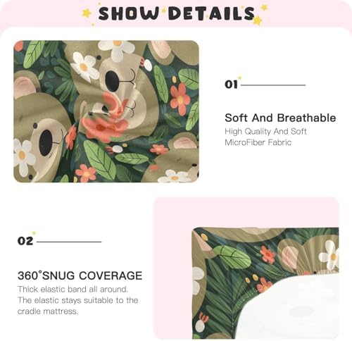 ALAZA Bear Flower Forest Crib Sheets for Girls and Boys