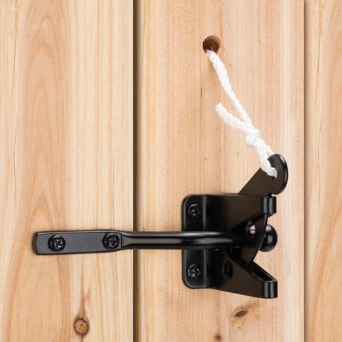 Self Locking Heavy Duty Gate Latch with Gravity Lever Steel Black