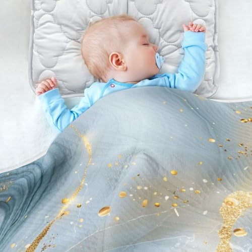 KICPOAY Grey Gold Marble Baby Swaddle Blanket