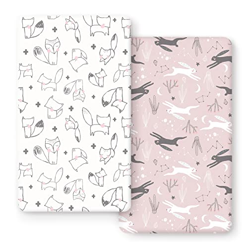 GRSSDER Ultra Soft Stretchy Crib Sheets 2 Pack