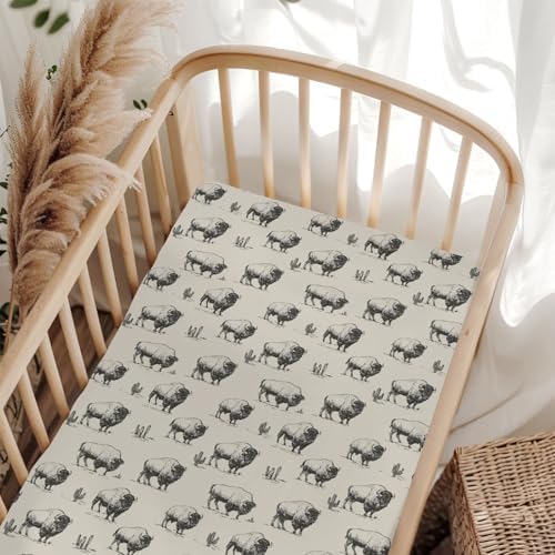 ZoUbqchY Vintage Buffalo Cactus Crib Sheets