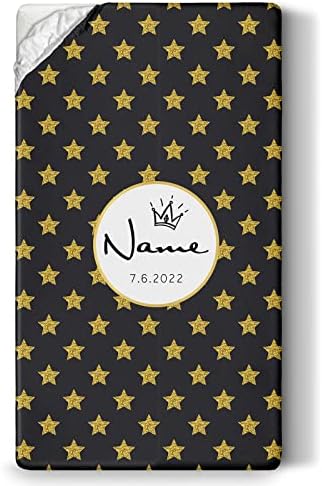 Ussunarts Personalized Baby Name Crib Sheet with Gold Stars 1