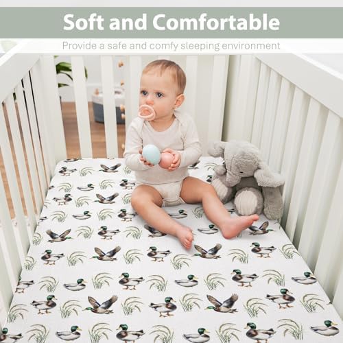 Watercolor Mallard Duck Crib Sheets 52x28Inch