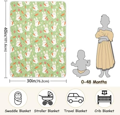 Sanluoli Green Cute Rabbits Baby Swaddling Blanket