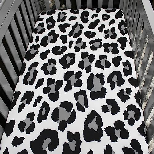 Dear Baby Gear - Breathable Crib Sheet with Gray Leopard Print