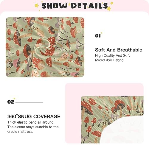 SHJI Baby Crib Sheet Mushroom Garden 52x28in