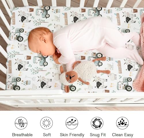 KASTLEE Boho Farm Animals Life Fitted Crib Sheet