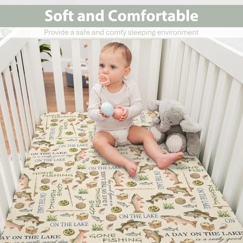 Vintage Lake Fishing Crib Sheets 52x28