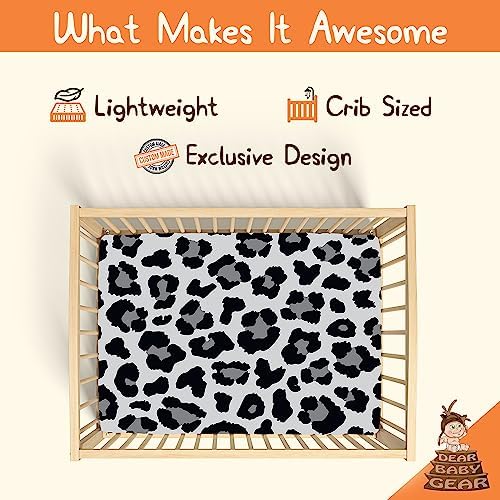 Dear Baby Gear - Breathable Crib Sheet with Gray Leopard Print