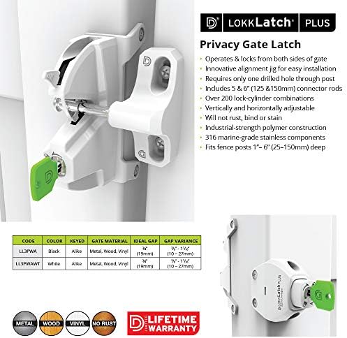 DD Technologies LokkLatch Plus White Gate Latch