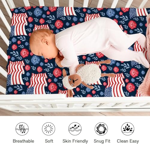 KASTLEE American Flag Crib Sheets with Floral Design