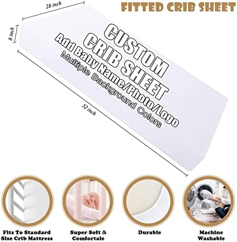 AMAPARK Custom Fitted Crib Sheet with Name Photo and Logo