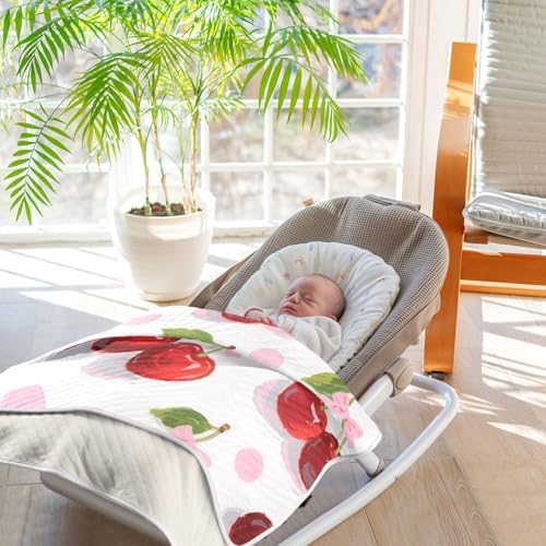 Sanluoli Waffle Blanket 30x40in Red Cherry Bow
