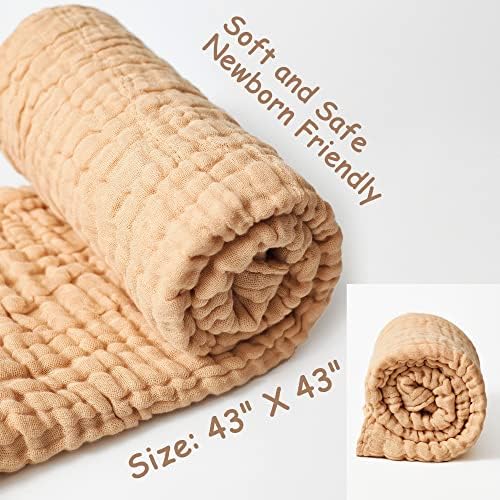 Daxue 100 Natural Cotton Swaddling Blankets - 43x43 Inch Breathable Muslin Wrap