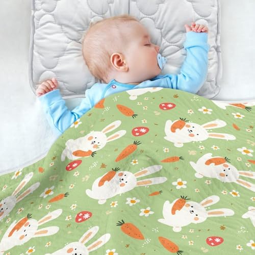 Sanluoli Green Cute Rabbits Baby Swaddling Blanket