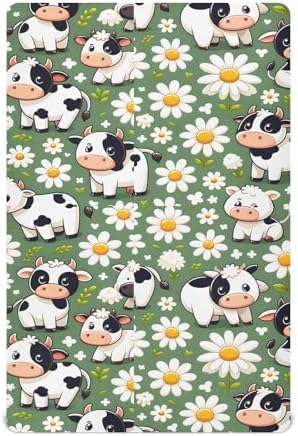 ALAZA Cow Daisy Farm Animals Crib Sheets for Girls and Boys
