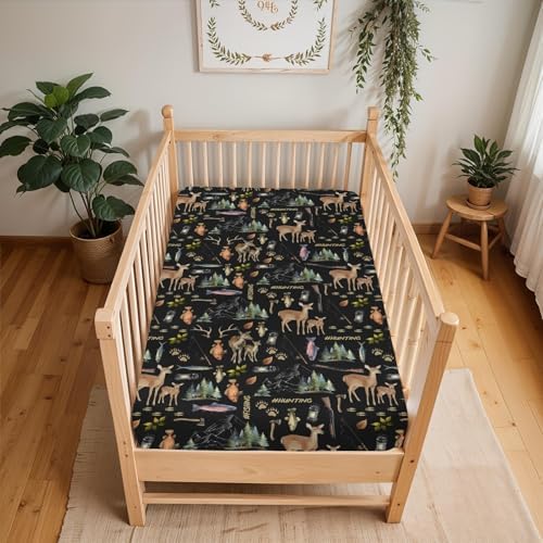 ZoUbqchY Baby Crib Sheets Deer Fish Animal 52x28 Inch Fitted Mattress Cover