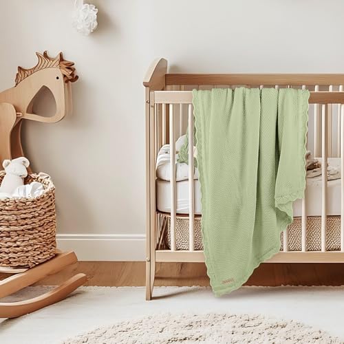 Pinuotu Knitted Baby Blanket 100 Cotton Swaddle for Boys Girls