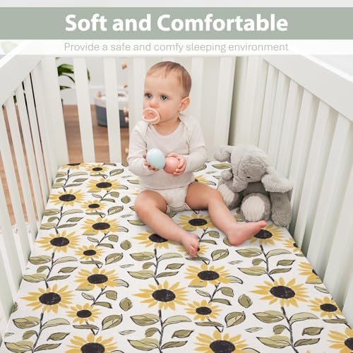 Yellow Sunflowers Watercolor Crib Sheets 52x28