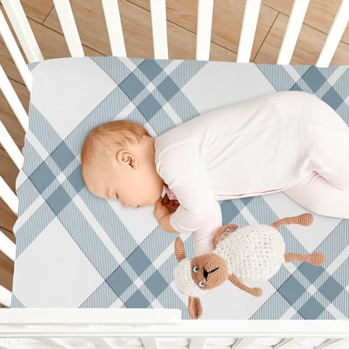 KICPOAY Scotland Plaid White Crib Sheets for Baby Toddler
