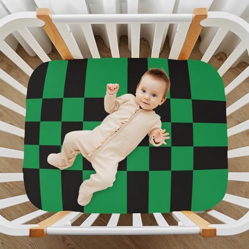 KICPOAY Checkered Crib Sheets for Baby Toddler Portable Playard