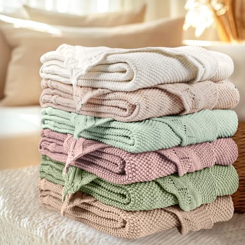 Pinuotu Knitted Baby Blanket 100 Cotton Swaddle for Boys Girls