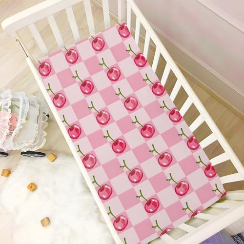 Cherry Pink Buffalo Plaid Crib Sheet for Baby