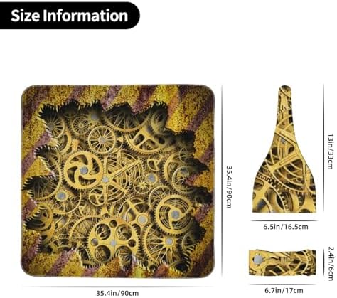 Cool Steampunk Gears Swaddle Blanket Set with Headband and Beanie Hat 1