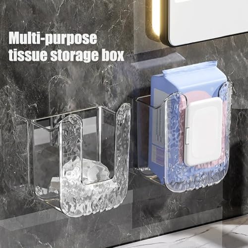 Wall-Mounted Tissue Box Holder - White