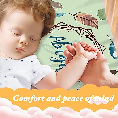 Custom Green Crib Sheets with Cartoon Animals Design