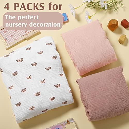 Newwiee 3 Pcs Muslin Crib Sheets 24 x 38 Cotton Fitted Baby Bedding