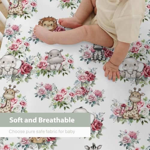 Cute Jungle Safari Animal Crib Sheets for Boy Girl 52x28