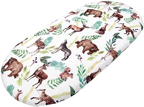 JHION Baby Crib Sheets Fitted 2 Pack Brown Animal Pattern