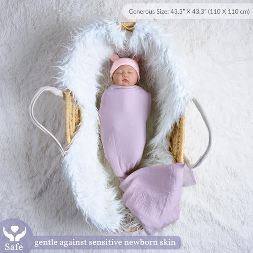 Meracorallo Muslin Swaddle Blanket Lavender 100 Cotton 1