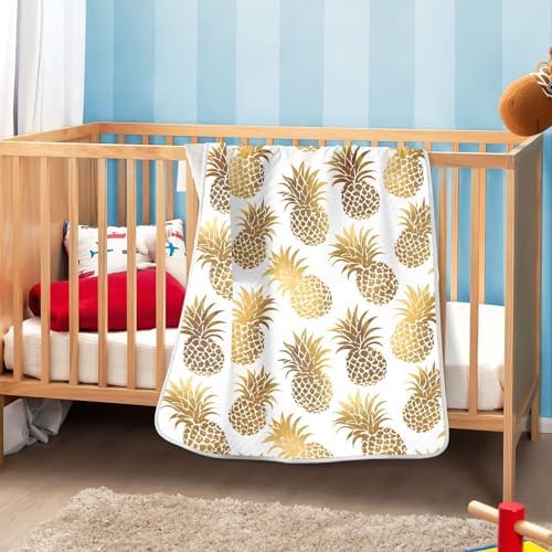 AMmao Baby Blanket 30X40 Inch Gold Pineapple Pattern