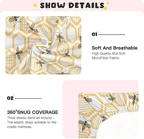 KICPOAY Honeybee Crib Sheets Stretchy Playard Sheets for Baby