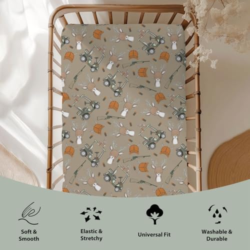 ZoUbqchY Camouflage Deer Hunter Crib Sheet