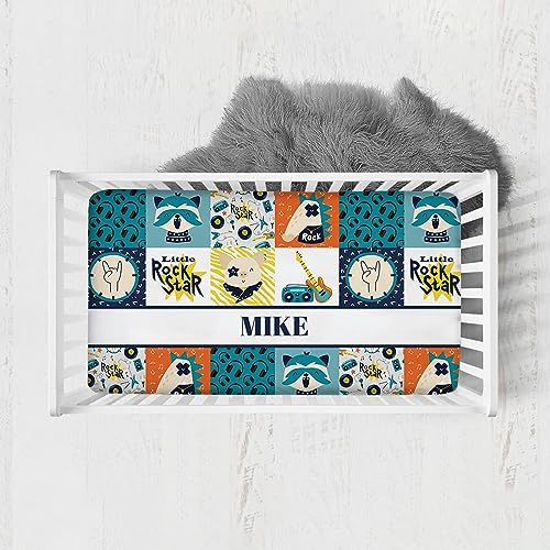 Noverbibi Rock Theme Crib Sheets with Name