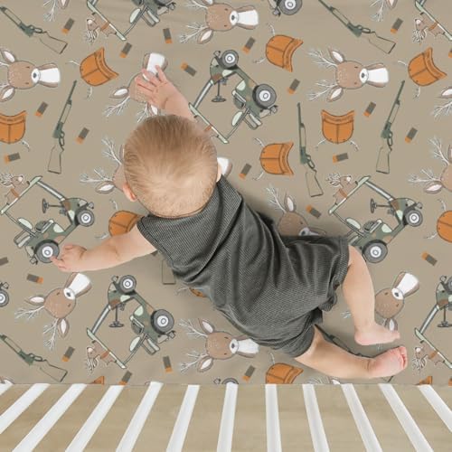 ZoUbqchY Camouflage Deer Hunter Crib Sheet
