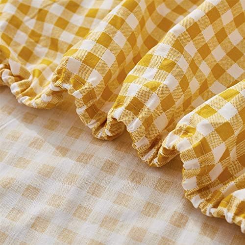 Brandream Yellow Plaid Crib Sheet 100 Cotton