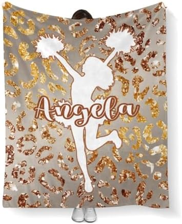 Custom Glitter Cheerleader Blanket with Name Personalized 30x40